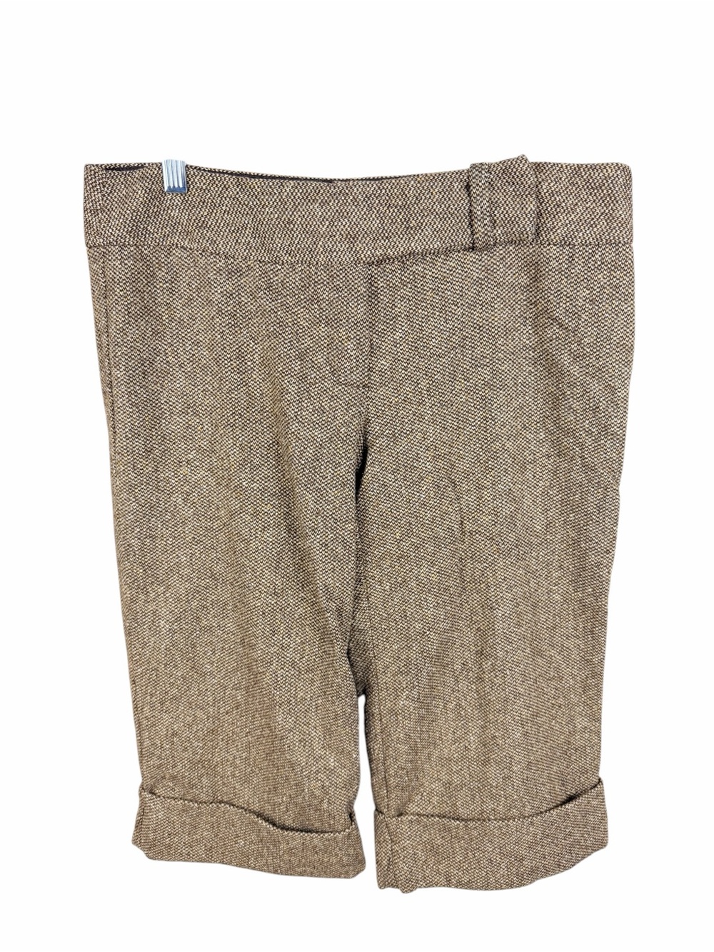 Trina Turk Brown Tweed Tailored Low Rise Capri Pants Size 8 Wool Silk Blend